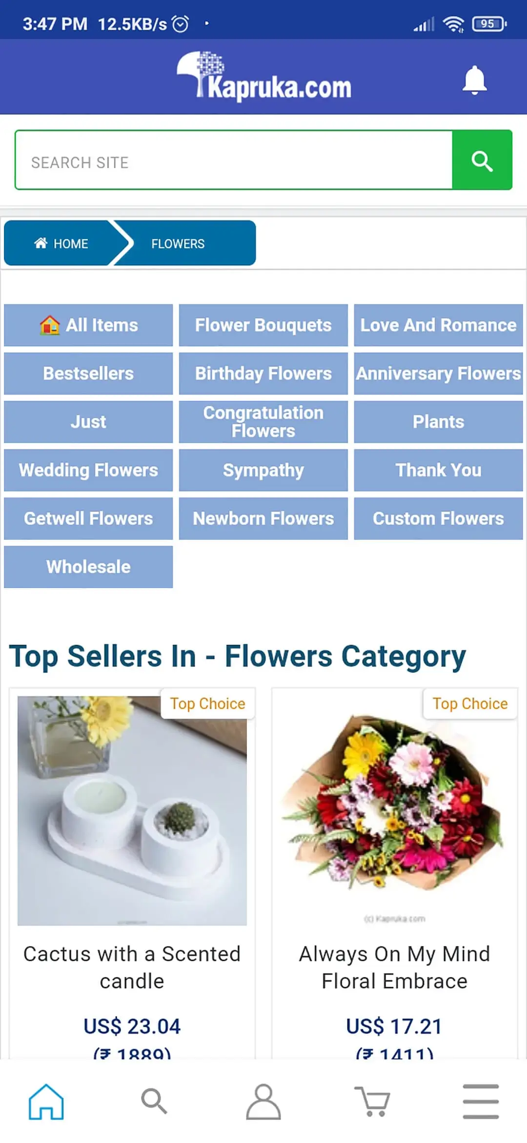 Online Shop app — Flowers