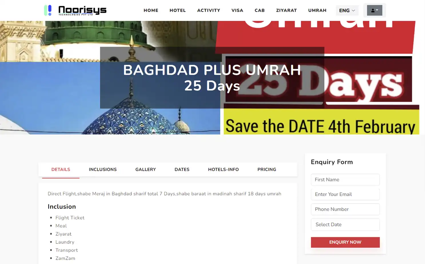 Online Travel Agency — user — Umrah Details