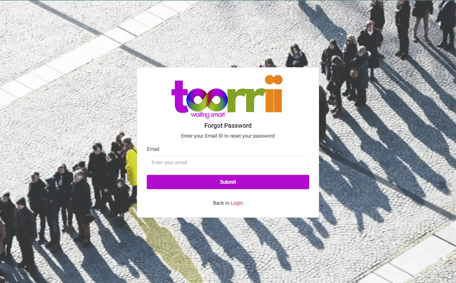 Queue Management business owner — Forgot Password