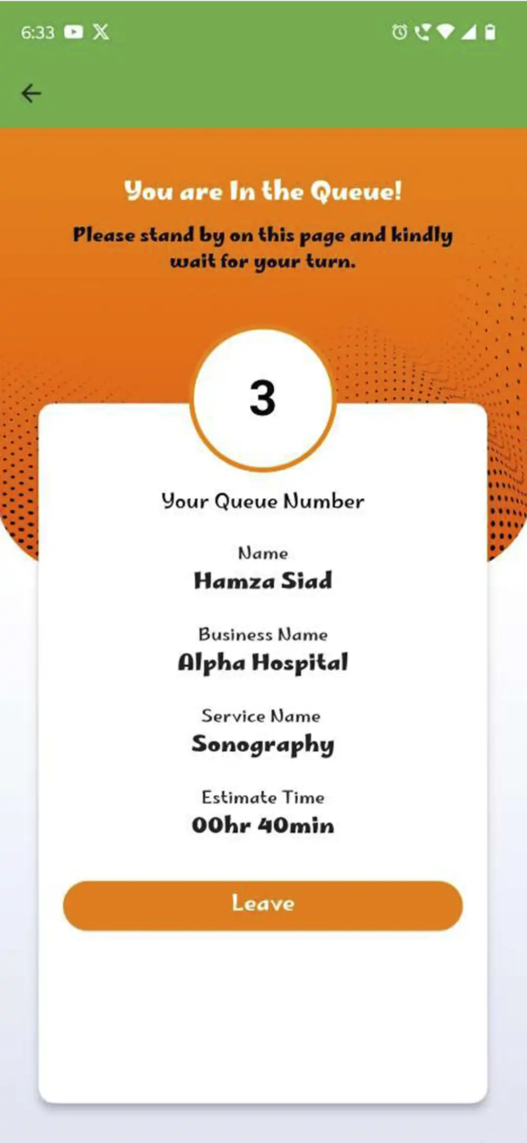 Queue Management user app — Tour Details