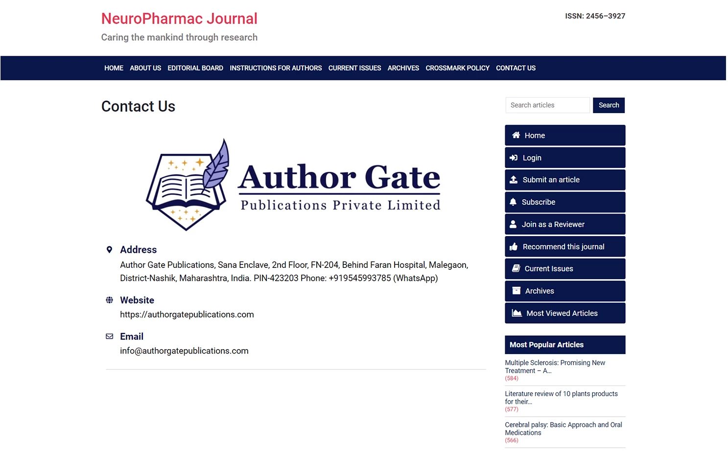 Researcher Personal Presentation website — Contact Us