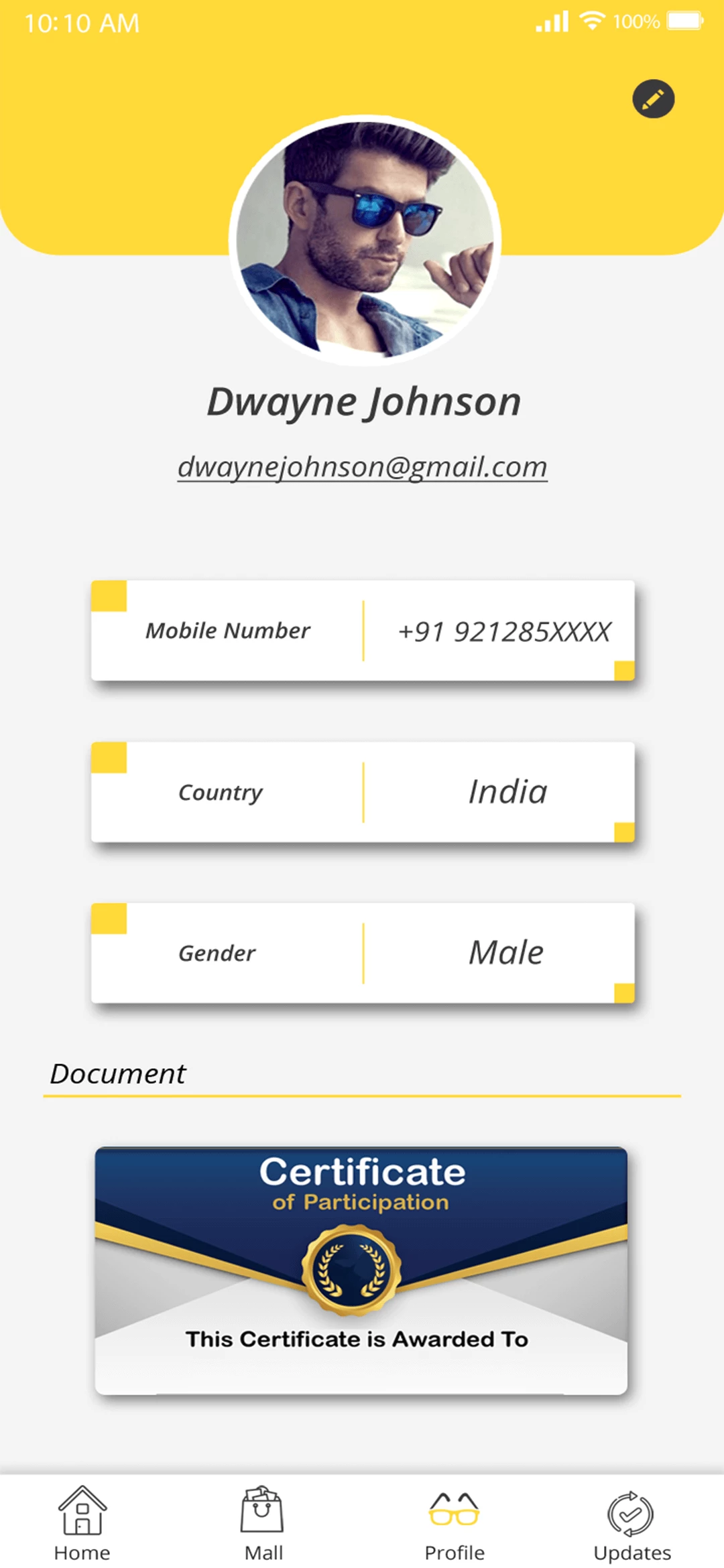 Online Payment Application — user app — Profile