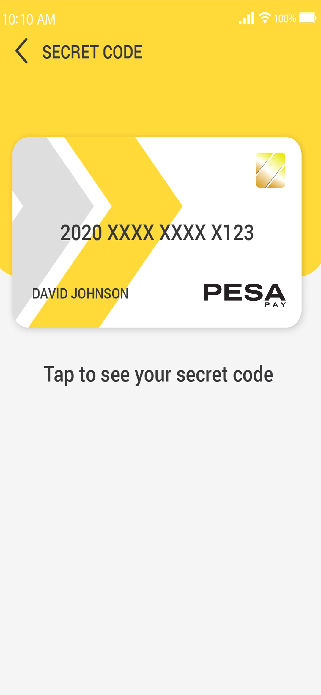 Online Payment Application — user app — Secret Code