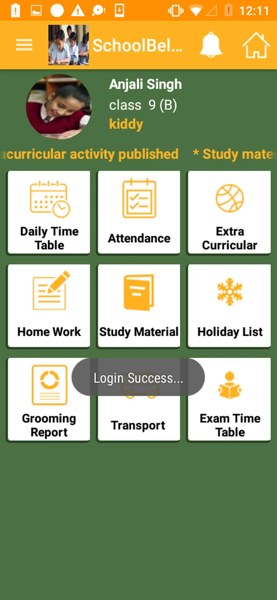 School Management System app — Dashboard