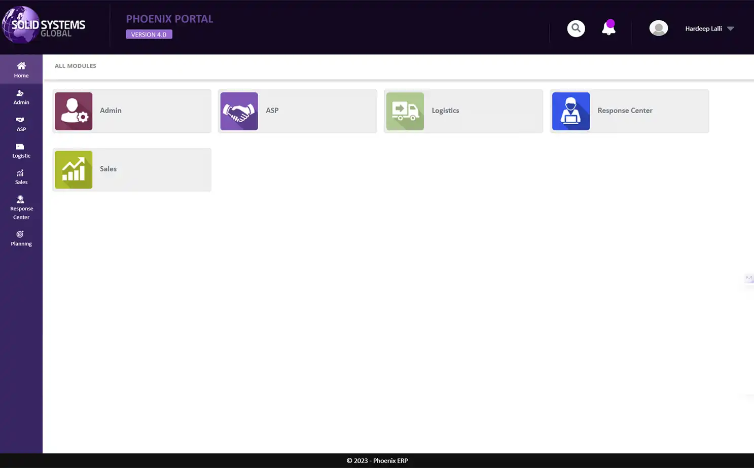 Service Management and Resolution Platform admin panel — Home