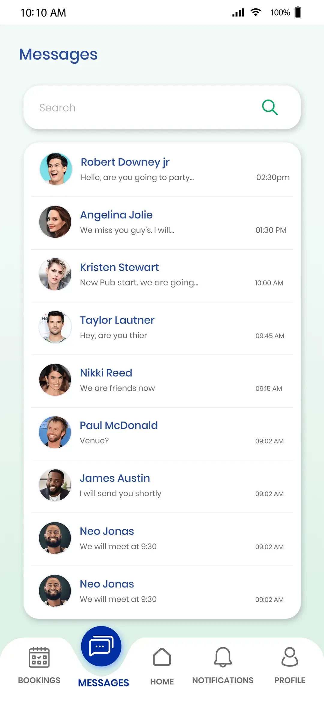 Service provider user — Messages