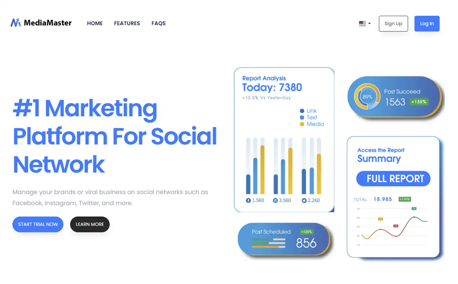 Social Media Marketing Tool web — Home