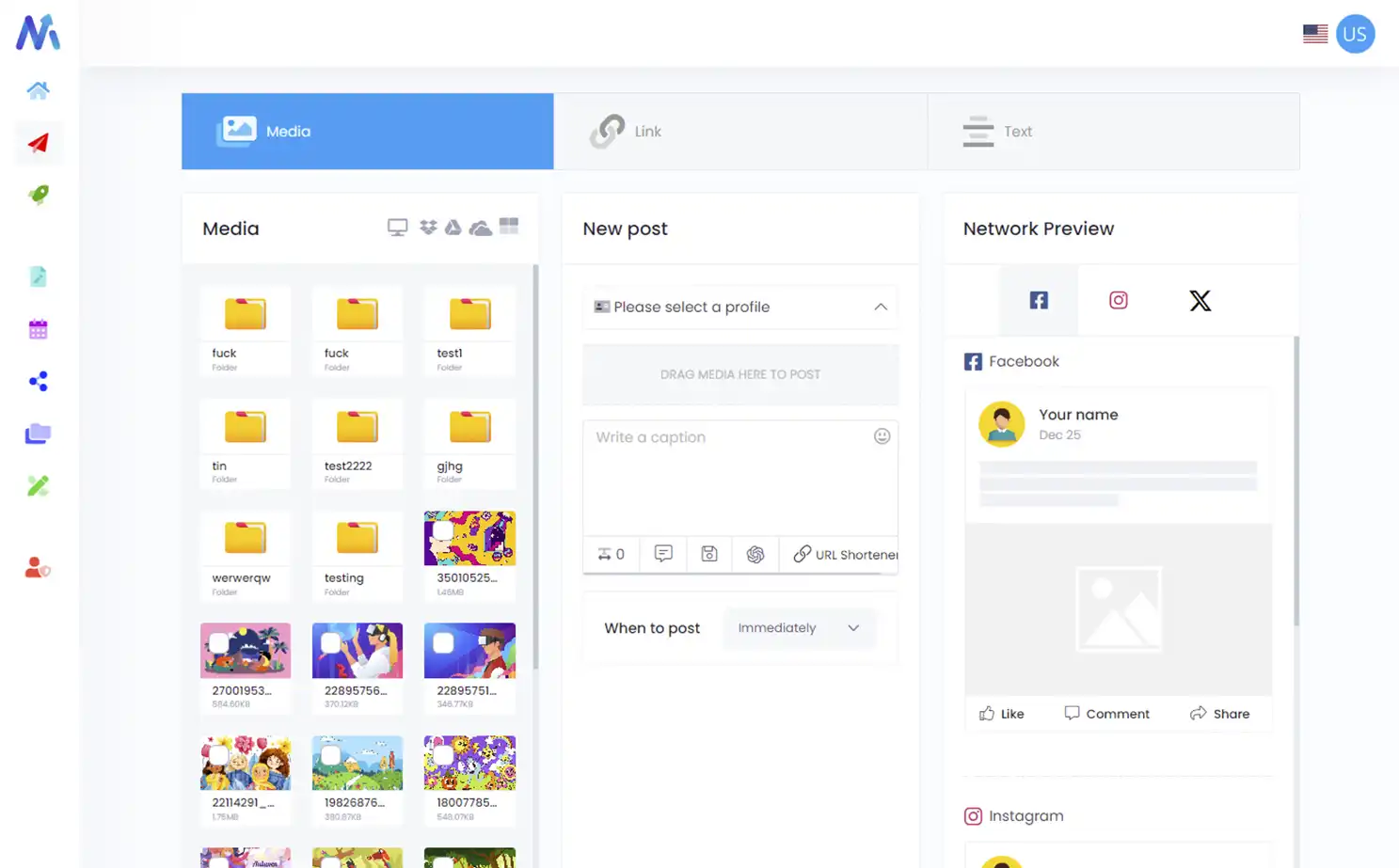Social Media Marketing Tool web — Composer