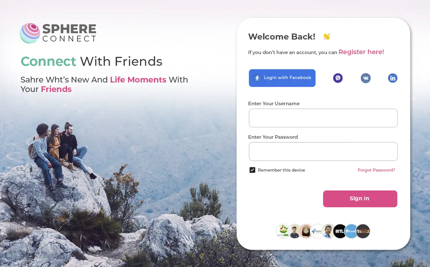Social Media Platform app — Login