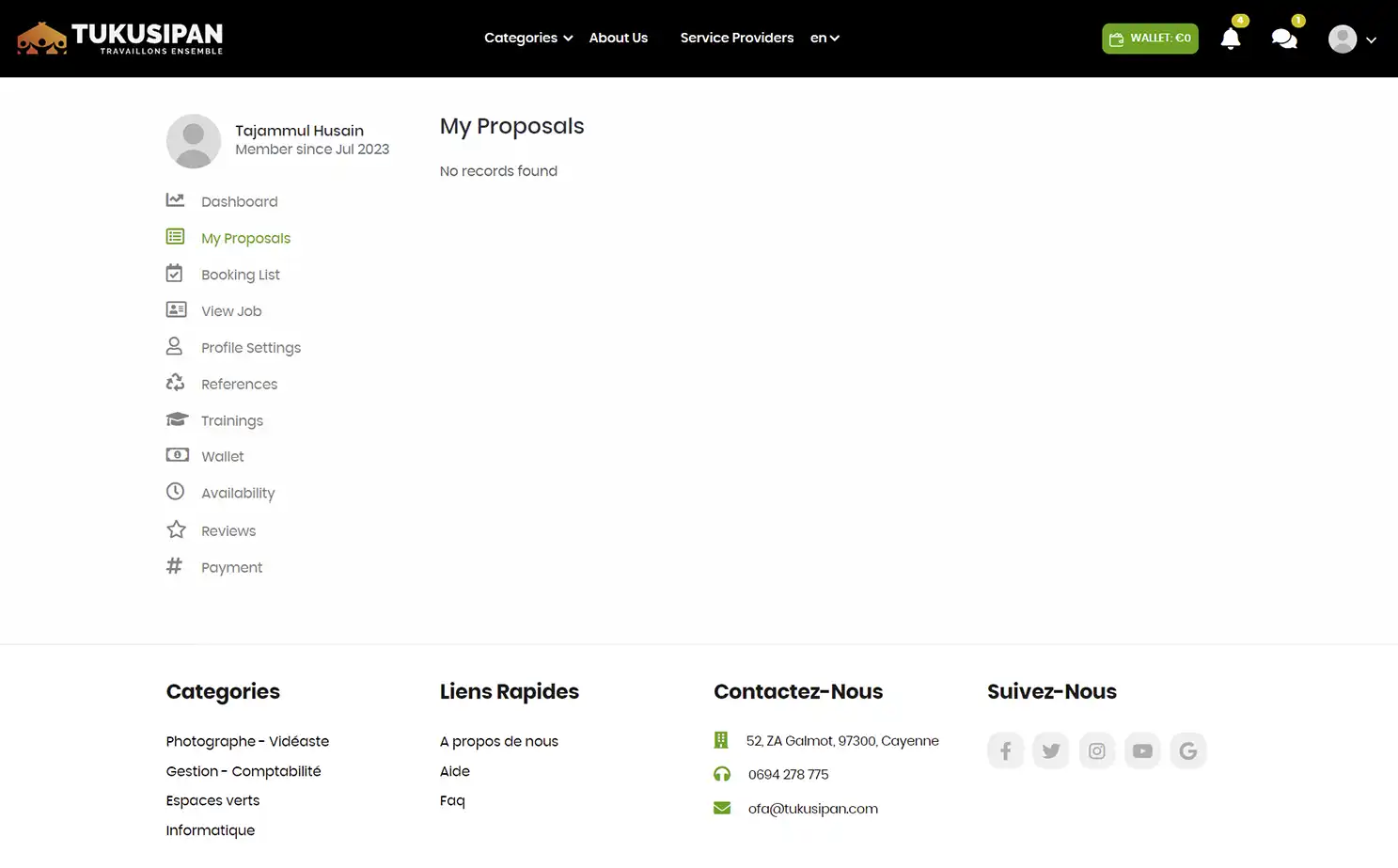Job Marketplace — service provider — My Proposals