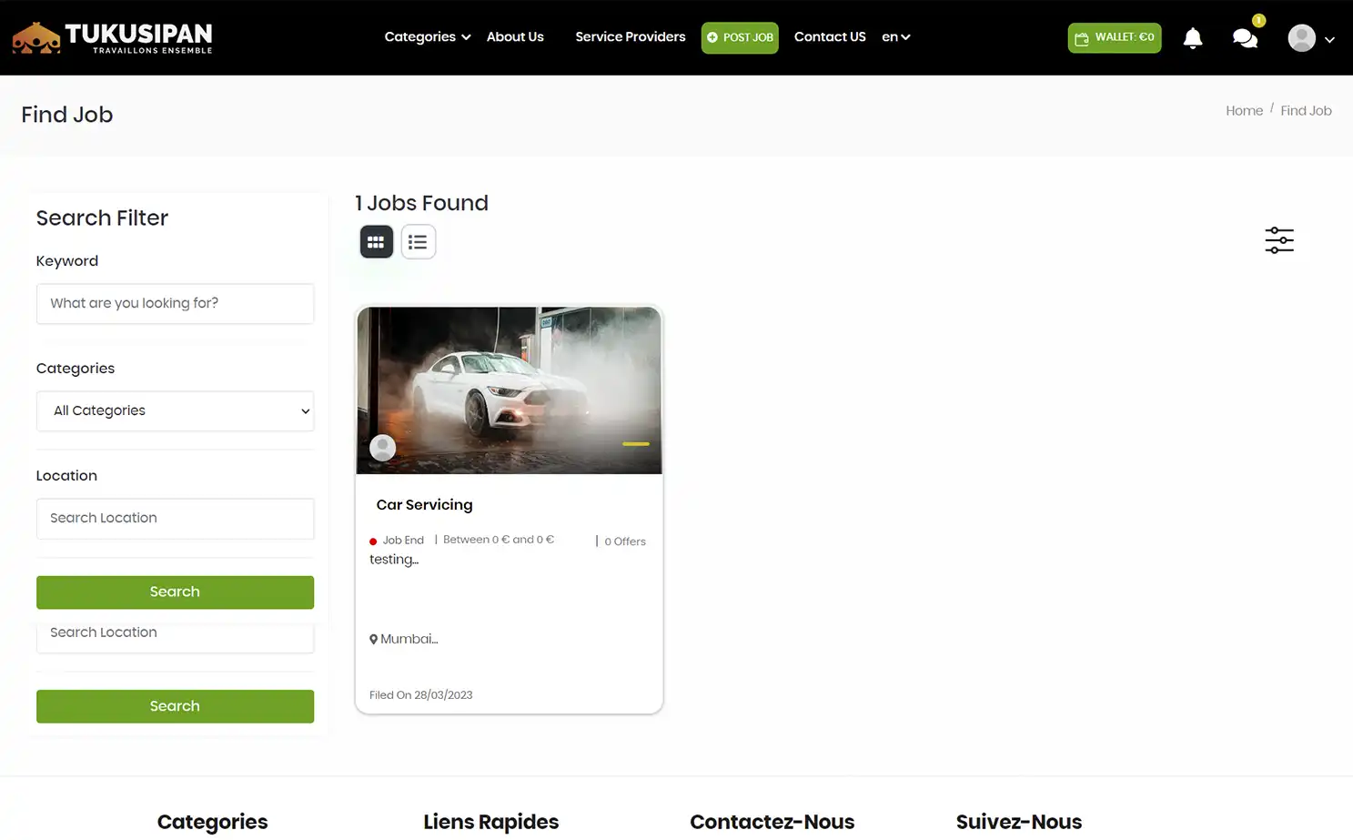 Job Marketplace — user — Find Job