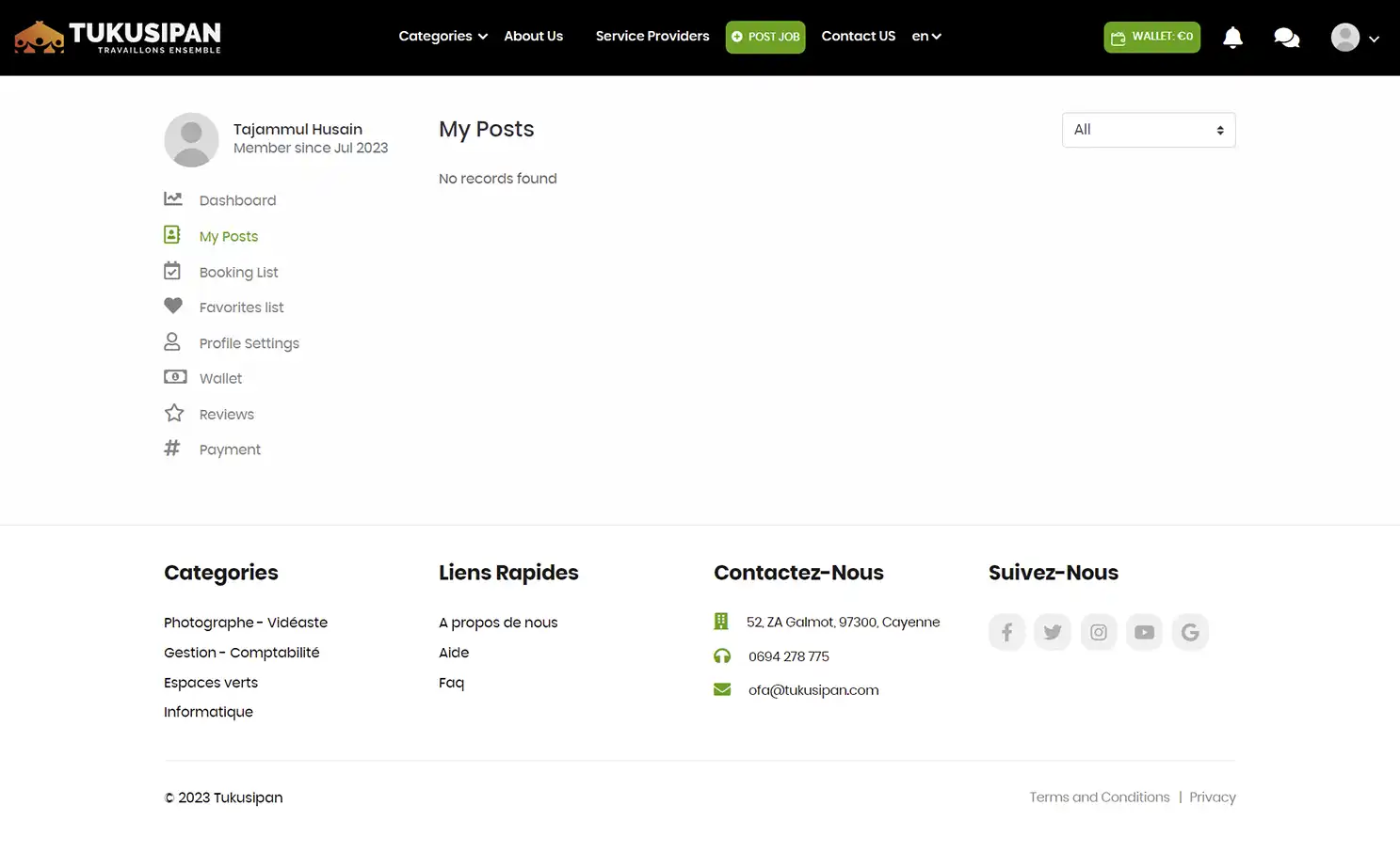 Job Marketplace — user — My Posts
