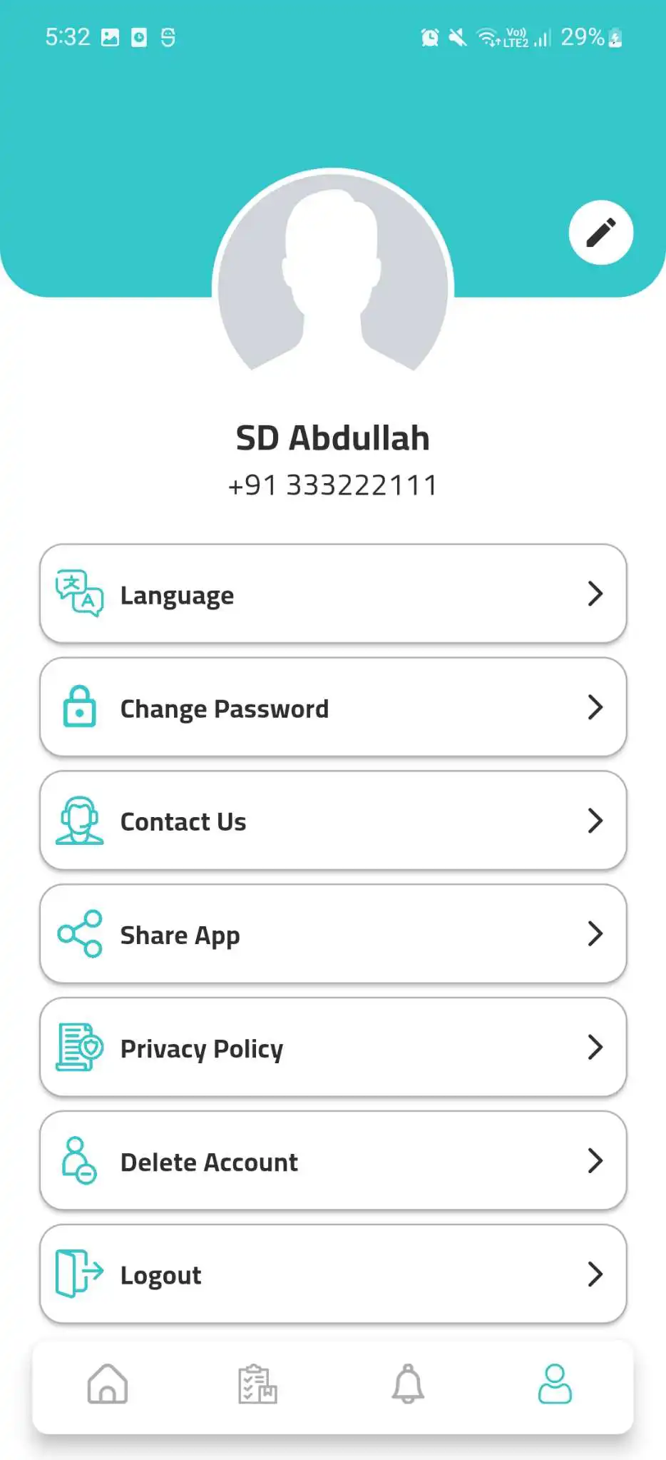 Water Donation user app - Profile