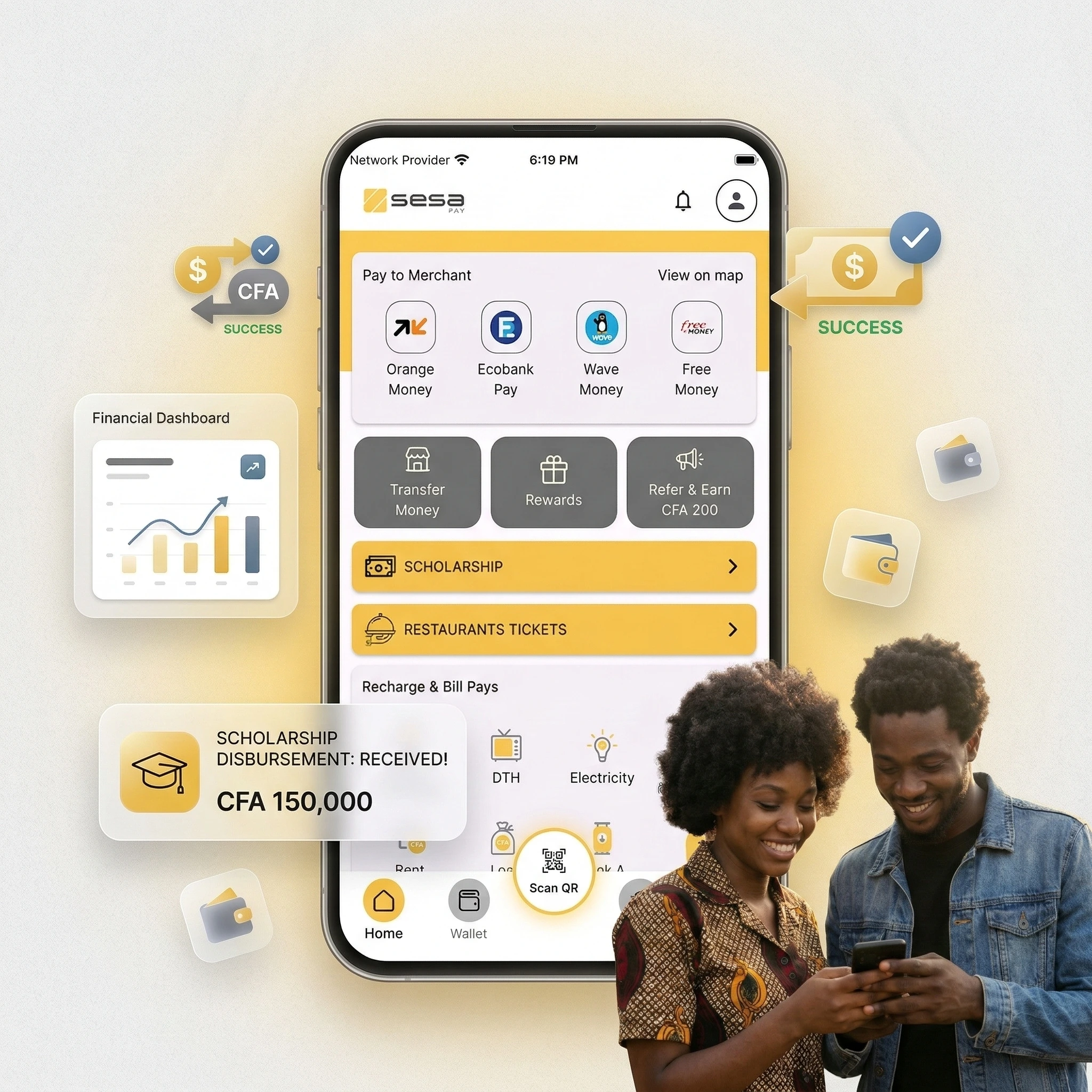 SesaPay – abstract product illustration for national scholarship disbursement platform